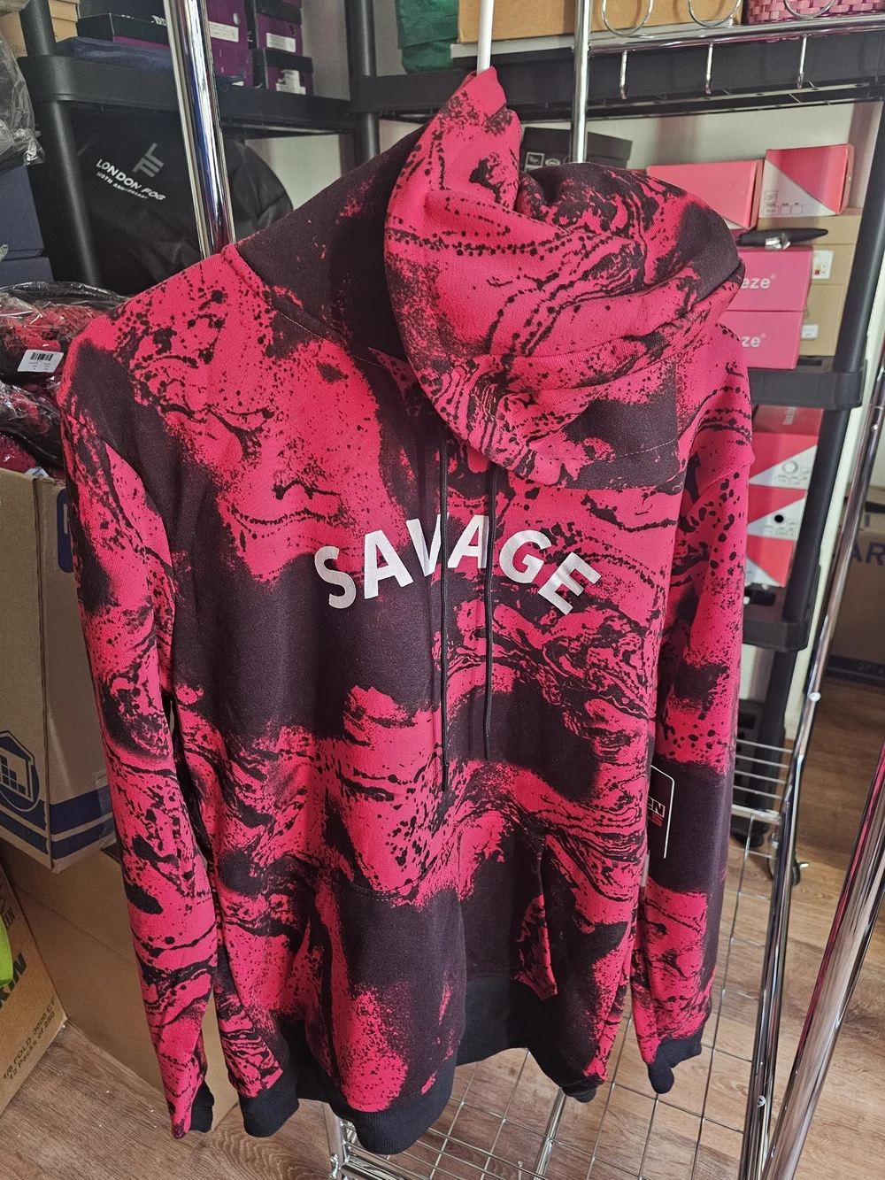 Seven Souls Savage Red and Black Marble Print Hoodie - Picture 2 of 5
